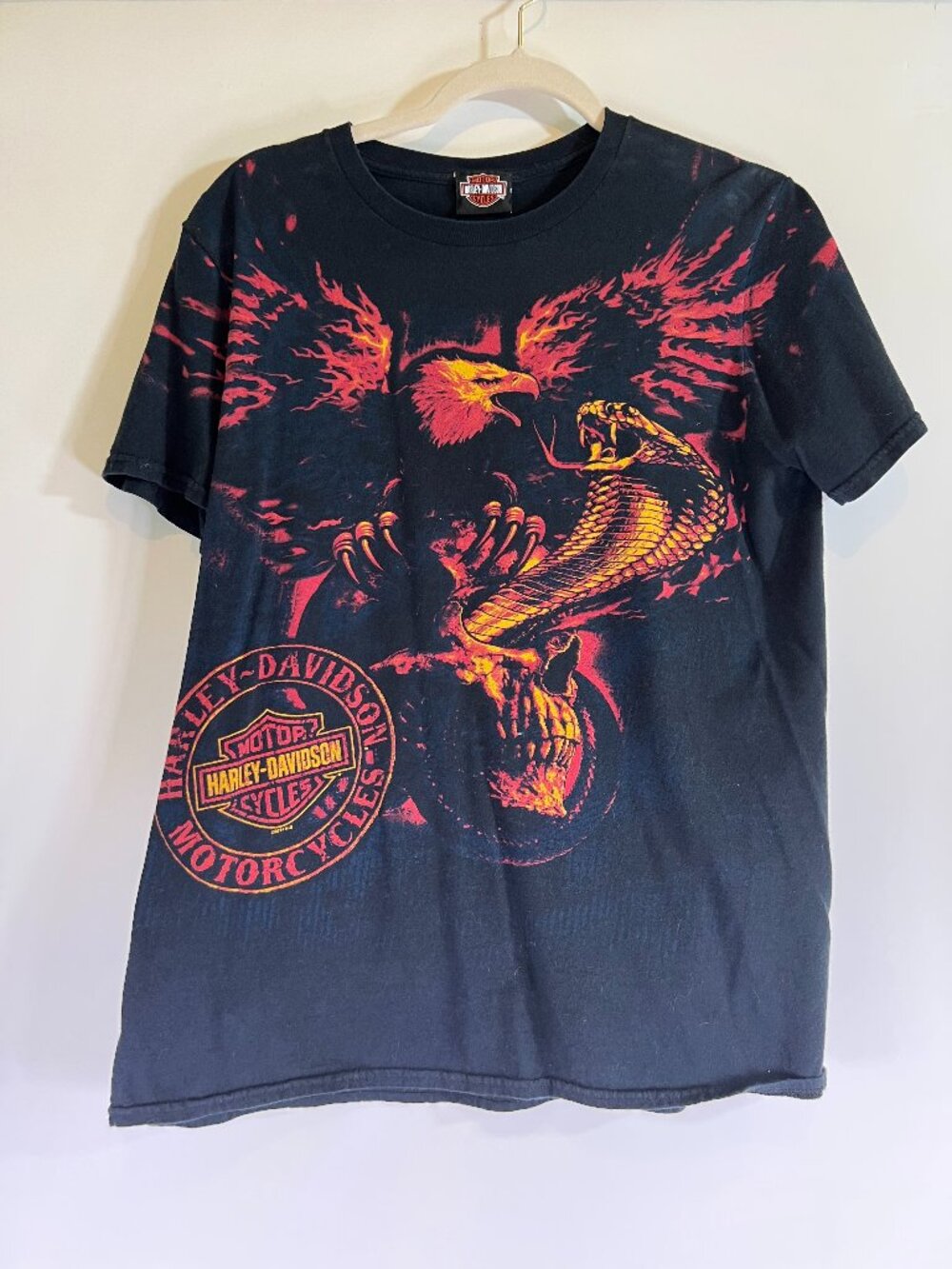 Harley Davidson McHenry IL Eagle Cobra Graphic Tee Black Men’s Approx Medium